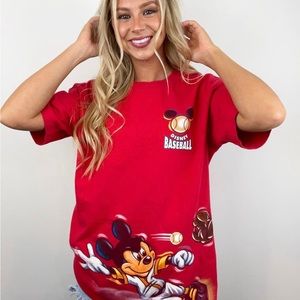 Vintage 1999 Disney Mickey & Donald Duck Baseball Single Stitch T Shirt